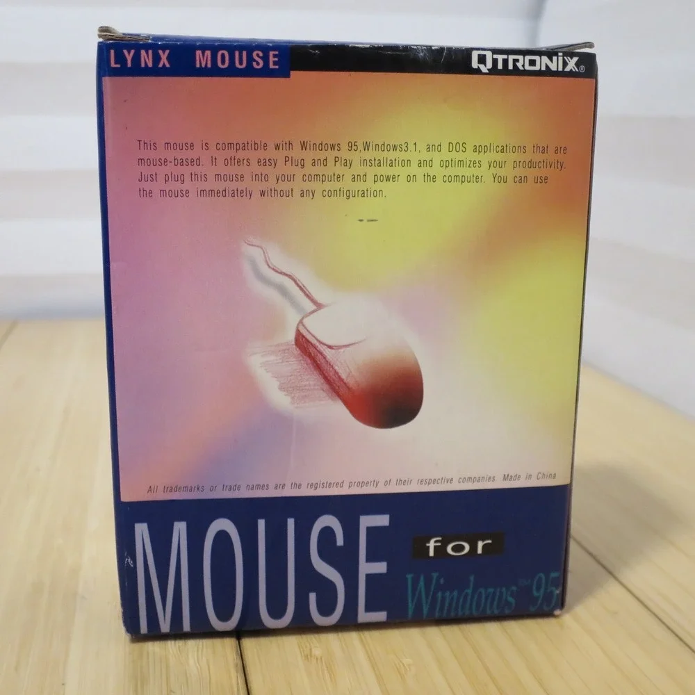 NOS Rare, Vintage, Unusual‎ QTRONIX Lynx-97M Serial Mouse - Round, Large Buttons